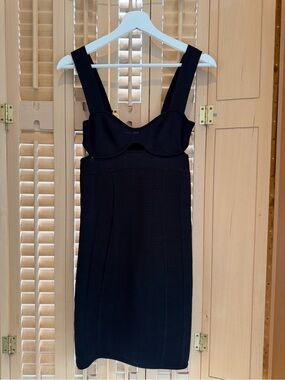 Herve Leger Cut Out Bandage Mini Dress in Black